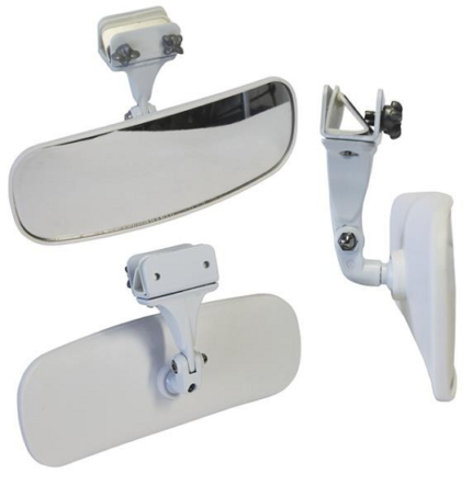White Convex Wide Angle Boat Mirror With 25MM Square Mounting Box