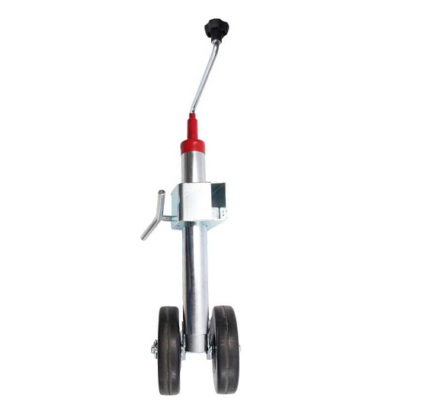 Jockey Wheel: Heavy Duty- Long - Double Rubber Wheel With Bracket