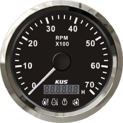 Black Analogue Tachometer With 4 Led Warning Functions 85mm